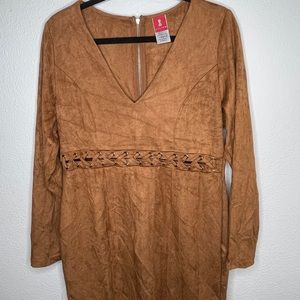 Brown long sleeve plus size dress